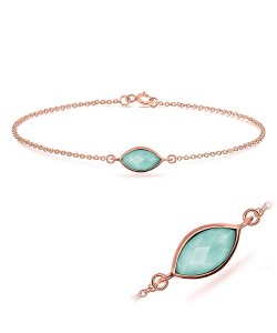 Rose Gold Plated Amazonite Silver Bracelets BRS-389-RO-GP